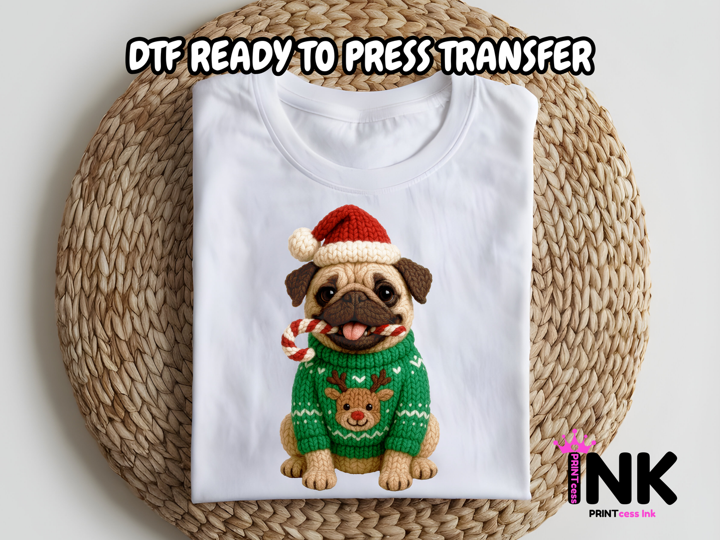 Dog Christmas DTF101186| DTF T-Shirt Transfer | Ready to Press | DIY Heat Transfer for Clothing, Hoodies, Sweatshirt