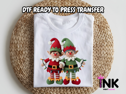 Christmas Elf DTF101129| DTF T-Shirt Transfer | Ready to Press | DIY Heat Transfer for Clothing, Hoodies, Sweatshirt