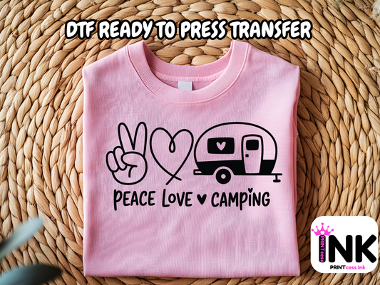 Camping DTF101403 DTF T-Shirt Transfer | Ready to Press | DIY Heat Transfer for Clothing, Hoodies, Sweatshirt