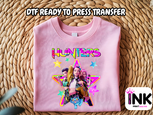 Huntrix DTF101024 | DTF T-Shirt Transfer | Ready to Press | DIY Heat Transfer for Clothing, Hoodies, Sweatshirt