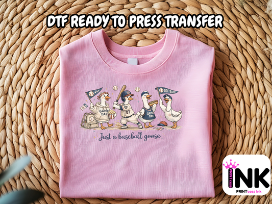 Baseball Goose -DTF101650- T-Shirt Transfer | Ready to Press | DIY Heat Transfer for Clothing, Hoodies, Sweatshirt