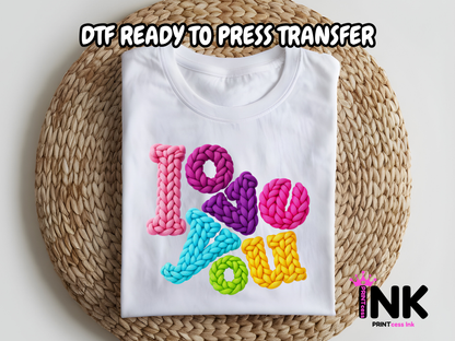 Love you DTF101232| DTF T-Shirt Transfer | Ready to Press | DIY Heat Transfer for Clothing, Hoodies, Sweatshirt