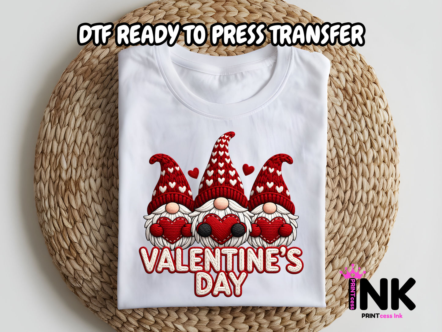 Heart Gnomes DTF101230| DTF T-Shirt Transfer | Ready to Press | DIY Heat Transfer for Clothing, Hoodies, Sweatshirt