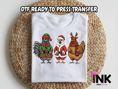 Chickens DTF101184| DTF T-Shirt Transfer | Ready to Press | DIY Heat Transfer for Clothing, Hoodies, Sweatshirt
