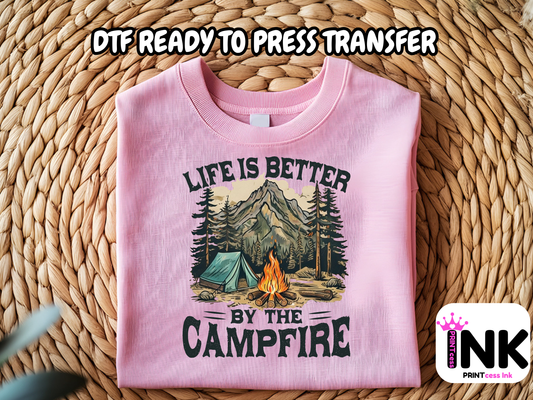 Camping DTF101402 DTF T-Shirt Transfer | Ready to Press | DIY Heat Transfer for Clothing, Hoodies, Sweatshirt