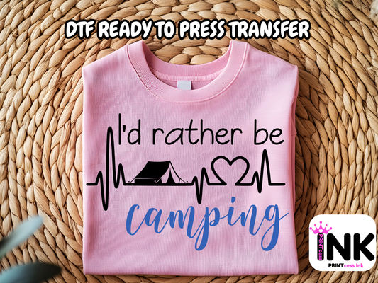 Camping DTF101398 DTF T-Shirt Transfer | Ready to Press | DIY Heat Transfer for Clothing, Hoodies, Sweatshirt