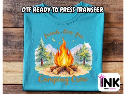Camping DTF101394| DTF T-Shirt Transfer | Ready to Press | DIY Heat Transfer for Clothing, Hoodies, Sweatshirt