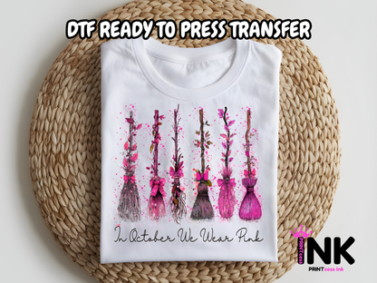In October we wear pink DTF101006 | DTF T-Shirt Transfer | Ready to Press | DIY Heat Transfer for Clothing, Hoodies, Sweatshirt