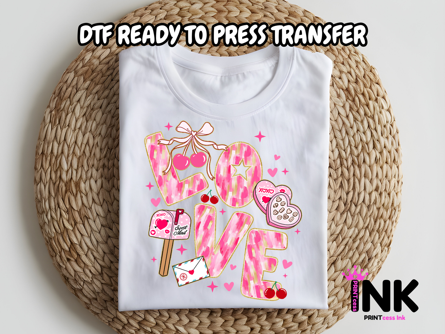 Love DTF101224| DTF T-Shirt Transfer | Ready to Press | DIY Heat Transfer for Clothing, Hoodies, Sweatshirt