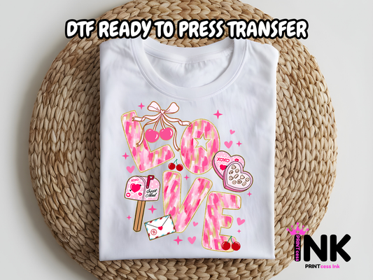 Love DTF101224| DTF T-Shirt Transfer | Ready to Press | DIY Heat Transfer for Clothing, Hoodies, Sweatshirt