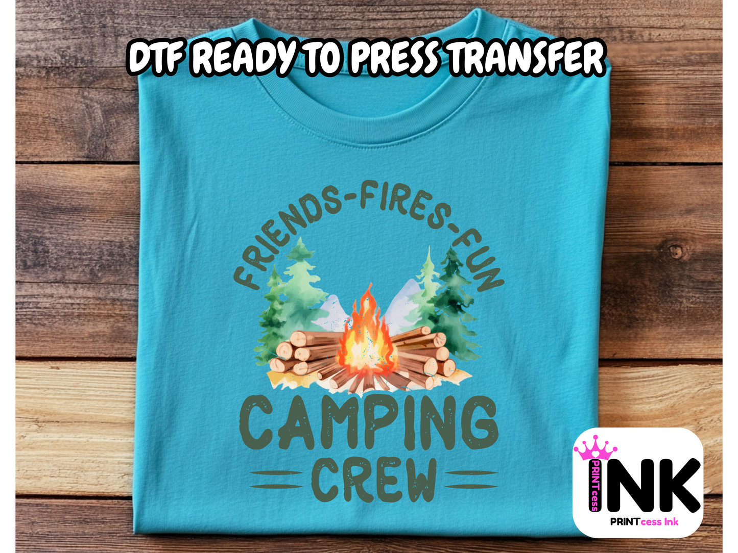Camping DTF101381| DTF T-Shirt Transfer | Ready to Press | DIY Heat Transfer for Clothing, Hoodies, Sweatshirt