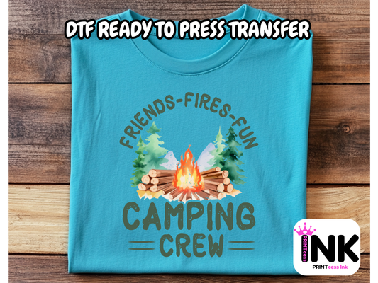 Camping DTF101381| DTF T-Shirt Transfer | Ready to Press | DIY Heat Transfer for Clothing, Hoodies, Sweatshirt