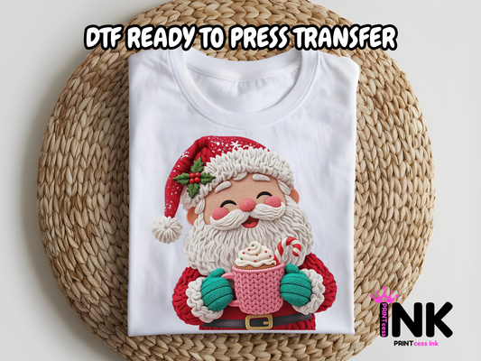 Yarn Santa DTF101137| DTF T-Shirt Transfer | Ready to Press | DIY Heat Transfer for Clothing, Hoodies, Sweatshirt