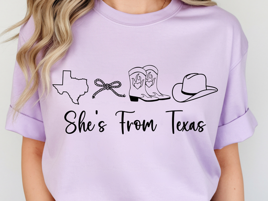 She's from Texas DTF101472 DTF T-Shirt Transfer | Ready to Press | DIY Heat Transfer for Clothing, Hoodies, Sweatshirt