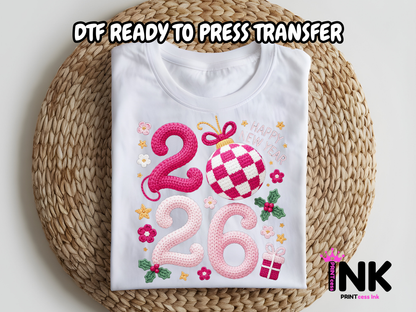New Year DTF101136| DTF T-Shirt Transfer | Ready to Press | DIY Heat Transfer for Clothing, Hoodies, Sweatshirt