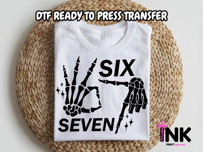 Skeleton 6 7 DTF101027 | DTF T-Shirt Transfer | Ready to Press | DIY Heat Transfer for Clothing, Hoodies, Sweatshirt