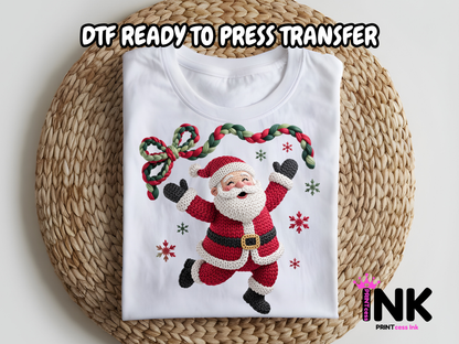 Santa DTF101124| DTF T-Shirt Transfer | Ready to Press | DIY Heat Transfer for Clothing, Hoodies, Sweatshirt