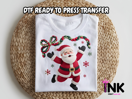 Santa DTF101124| DTF T-Shirt Transfer | Ready to Press | DIY Heat Transfer for Clothing, Hoodies, Sweatshirt