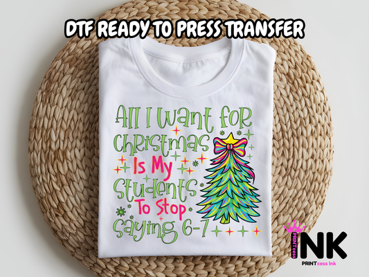 Teacher Christmas DTF101195| DTF T-Shirt Transfer | Ready to Press | DIY Heat Transfer for Clothing, Hoodies, Sweatshirt