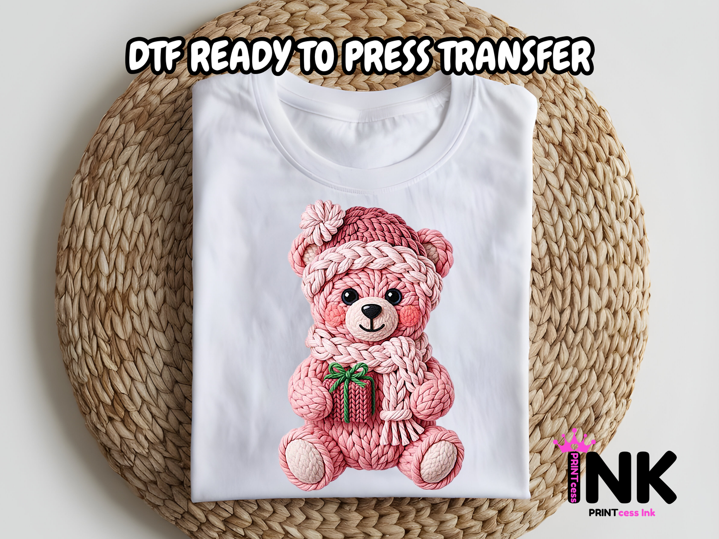 Yarn Bear DTF101126| DTF T-Shirt Transfer | Ready to Press | DIY Heat Transfer for Clothing, Hoodies, Sweatshirt