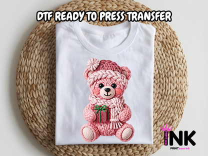 Yarn Bear DTF101126| DTF T-Shirt Transfer | Ready to Press | DIY Heat Transfer for Clothing, Hoodies, Sweatshirt
