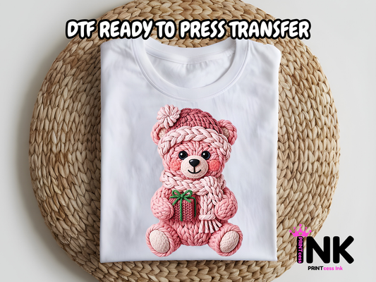 Yarn Bear DTF101126| DTF T-Shirt Transfer | Ready to Press | DIY Heat Transfer for Clothing, Hoodies, Sweatshirt