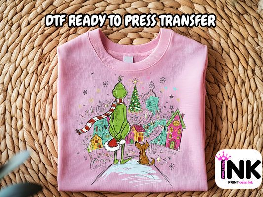 Grinch DTF101038 | DTF T-Shirt Transfer | Ready to Press | DIY Heat Transfer for Clothing, Hoodies, Sweatshirt
