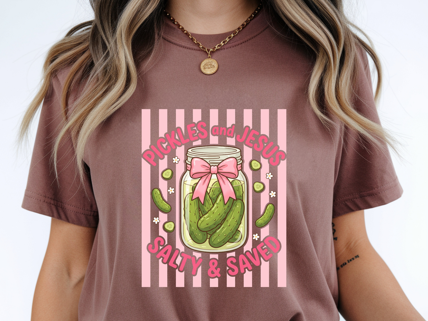 Pickles and Jesus DTF101570 DTF T-Shirt Transfer | Ready to Press | DIY Heat Transfer for Clothing, Hoodies, Sweatshirt