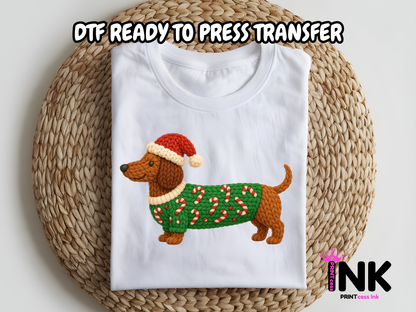 Christmas Dog DTF101122| DTF T-Shirt Transfer | Ready to Press | DIY Heat Transfer for Clothing, Hoodies, Sweatshirt
