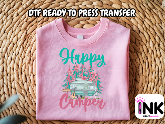 Camping DTF101410 DTF T-Shirt Transfer | Ready to Press | DIY Heat Transfer for Clothing, Hoodies, Sweatshirt