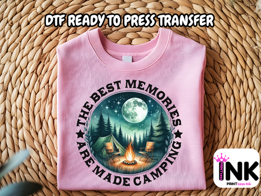 Camping DTF101408 DTF T-Shirt Transfer | Ready to Press | DIY Heat Transfer for Clothing, Hoodies, Sweatshirt