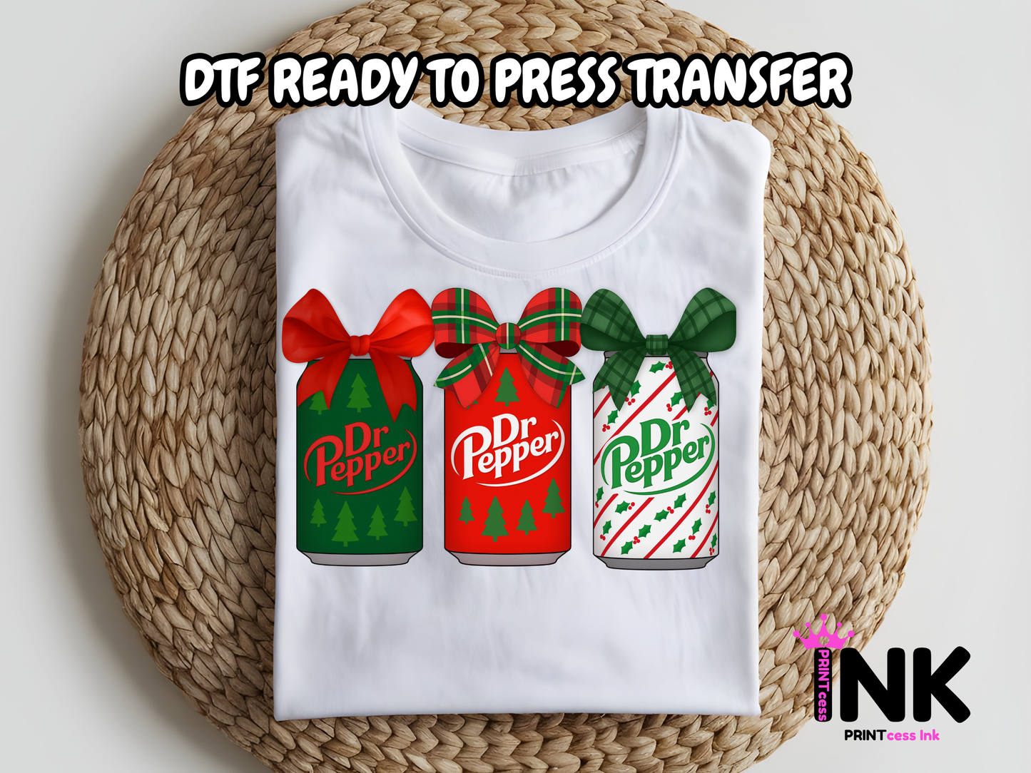 Dr Pepper Christmas DTF101029 | DTF T-Shirt Transfer | Ready to Press | DIY Heat Transfer for Clothing, Hoodies, Sweatshirt