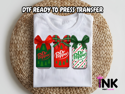 Dr Pepper Christmas DTF101029 | DTF T-Shirt Transfer | Ready to Press | DIY Heat Transfer for Clothing, Hoodies, Sweatshirt