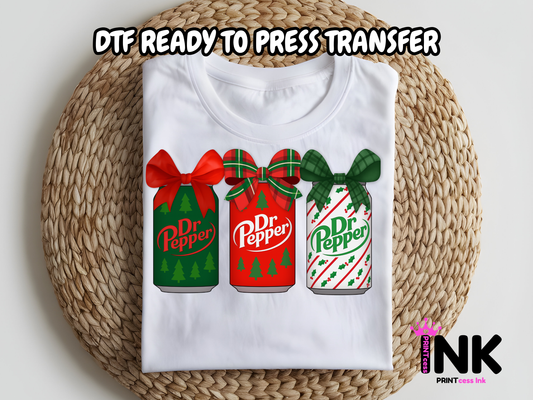 Dr Pepper Christmas DTF101029 | DTF T-Shirt Transfer | Ready to Press | DIY Heat Transfer for Clothing, Hoodies, Sweatshirt