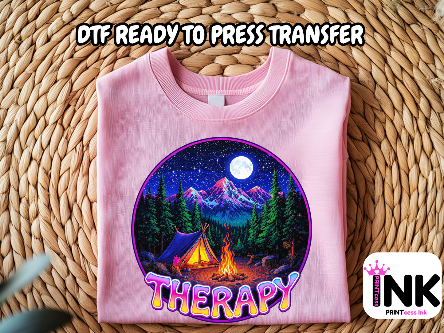 Camping DTF101419 DTF T-Shirt Transfer | Ready to Press | DIY Heat Transfer for Clothing, Hoodies, Sweatshirt