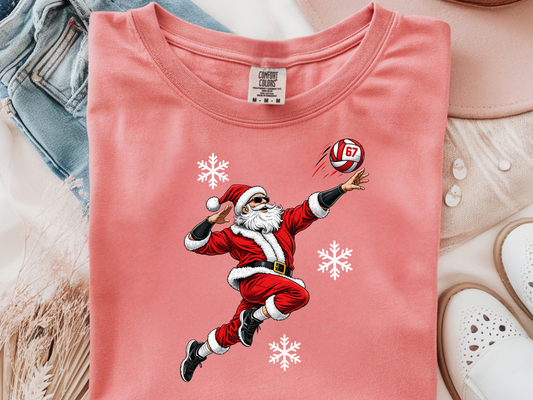 Santa Volleyball -  DTF101968- DTF T-Shirt Transfer | Ready to Press | DIY Heat Transfer for Clothing, Hoodies, Sweatshirt