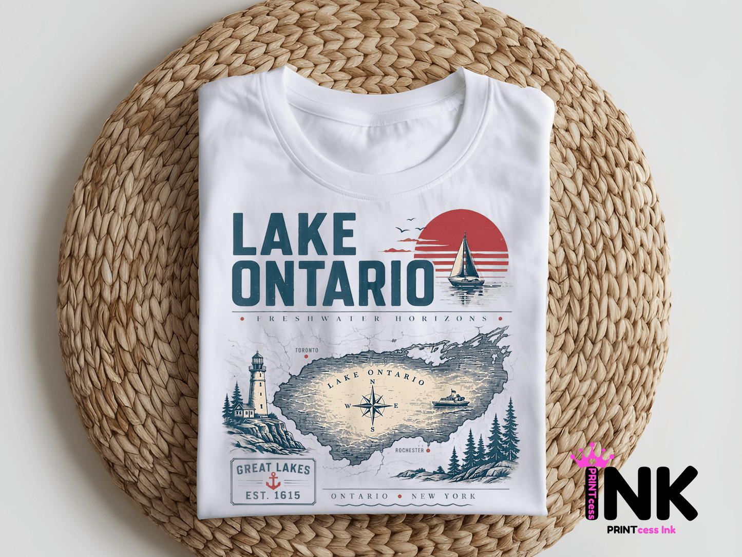 Lake Ontario -  DTF101803- T-Shirt Transfer | Ready to Press | DIY Heat Transfer for Clothing, Hoodies, Sweatshirt
