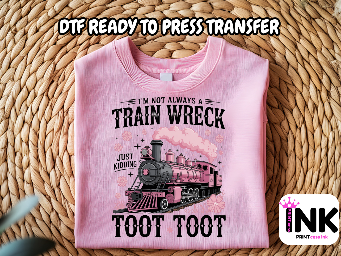 Train Wreck DTF101037 | DTF T-Shirt Transfer | Ready to Press | DIY Heat Transfer for Clothing, Hoodies, Sweatshirt
