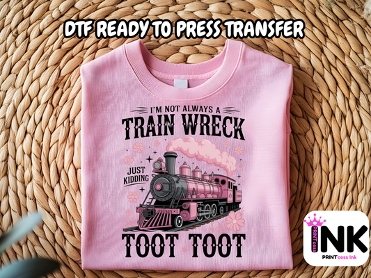 Train Wreck DTF101037 | DTF T-Shirt Transfer | Ready to Press | DIY Heat Transfer for Clothing, Hoodies, Sweatshirt