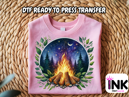 Camping DTF101421 DTF T-Shirt Transfer | Ready to Press | DIY Heat Transfer for Clothing, Hoodies, Sweatshirt