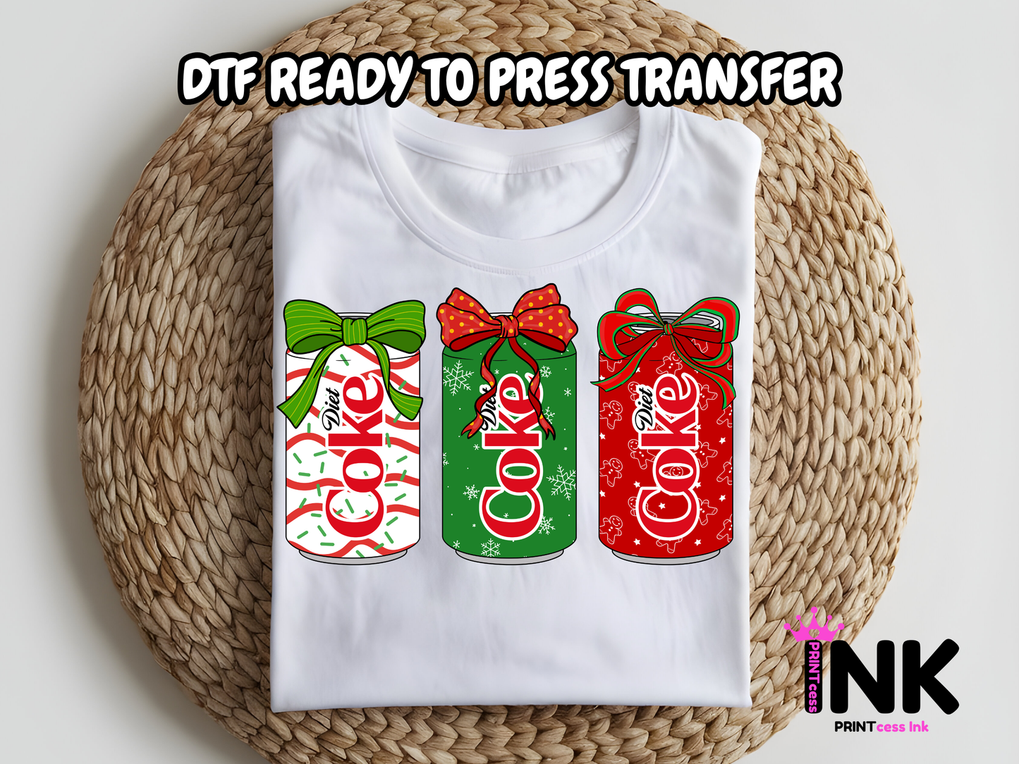 🎁 Diet Coke Christmas DTF101045 | DTF T-Shirt Transfer | Ready to Press | DIY Heat Transfer for Clothing, Hoodies, Sweatshirt (100% off)