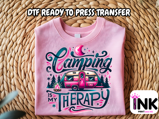 Camping DTF101404 DTF T-Shirt Transfer | Ready to Press | DIY Heat Transfer for Clothing, Hoodies, Sweatshirt