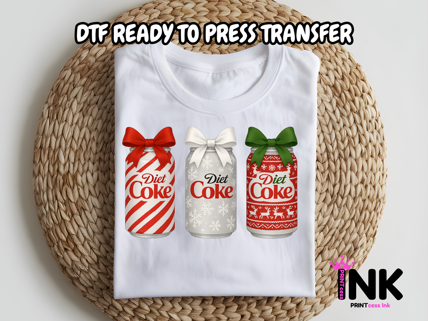 Diet Coke Christmas DTF101047 | DTF T-Shirt Transfer | Ready to Press | DIY Heat Transfer for Clothing, Hoodies, Sweatshirt