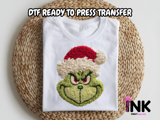 Grinch DTF101108| DTF T-Shirt Transfer | Ready to Press | DIY Heat Transfer for Clothing, Hoodies, Sweatshirt