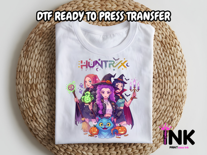 Huntrix Halloween DTF101043 | DTF T-Shirt Transfer | Ready to Press | DIY Heat Transfer for Clothing, Hoodies, Sweatshirt