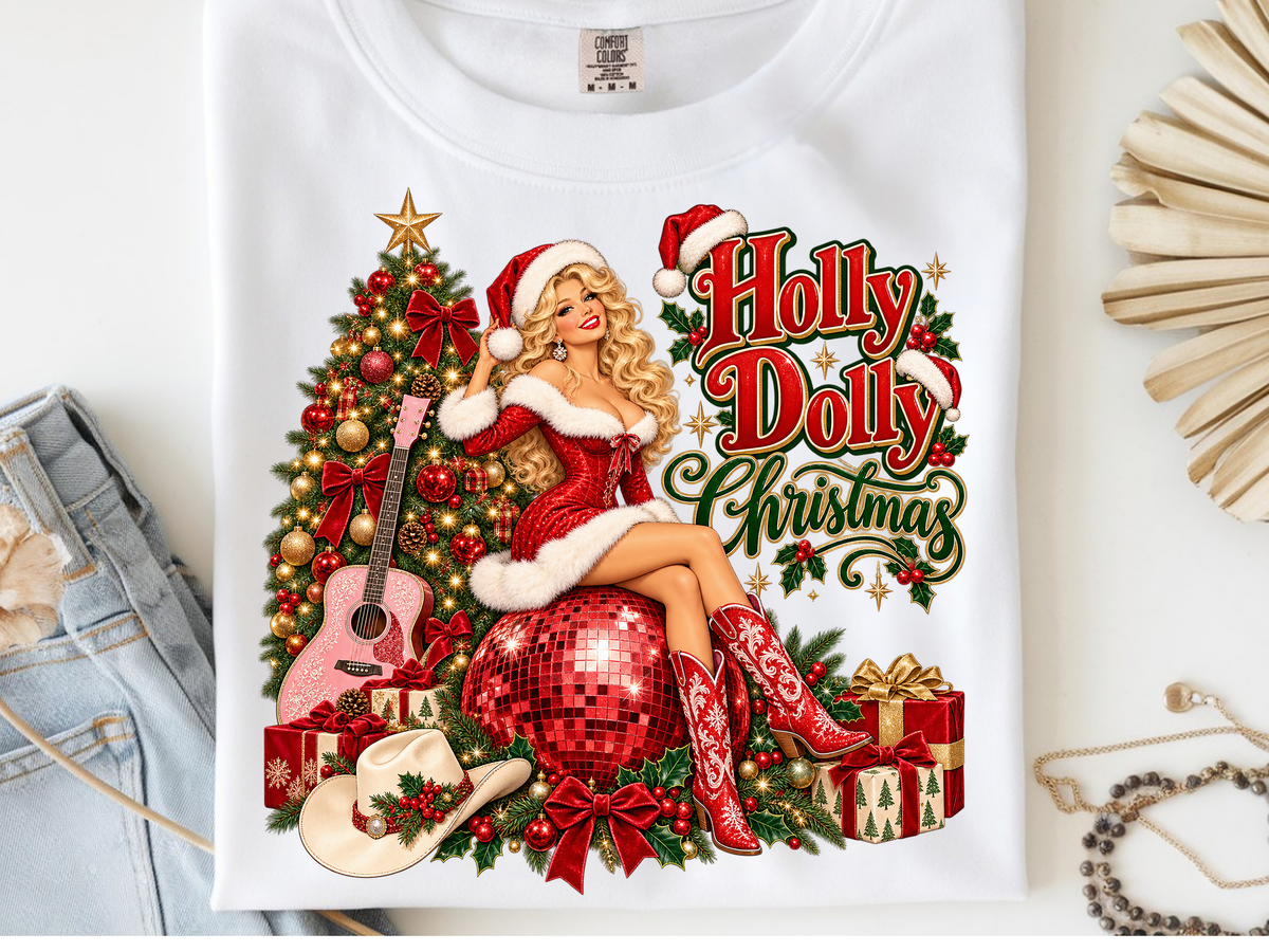 Holly Dolly -  DTF101963- DTF T-Shirt Transfer | Ready to Press | DIY Heat Transfer for Clothing, Hoodies, Sweatshirt