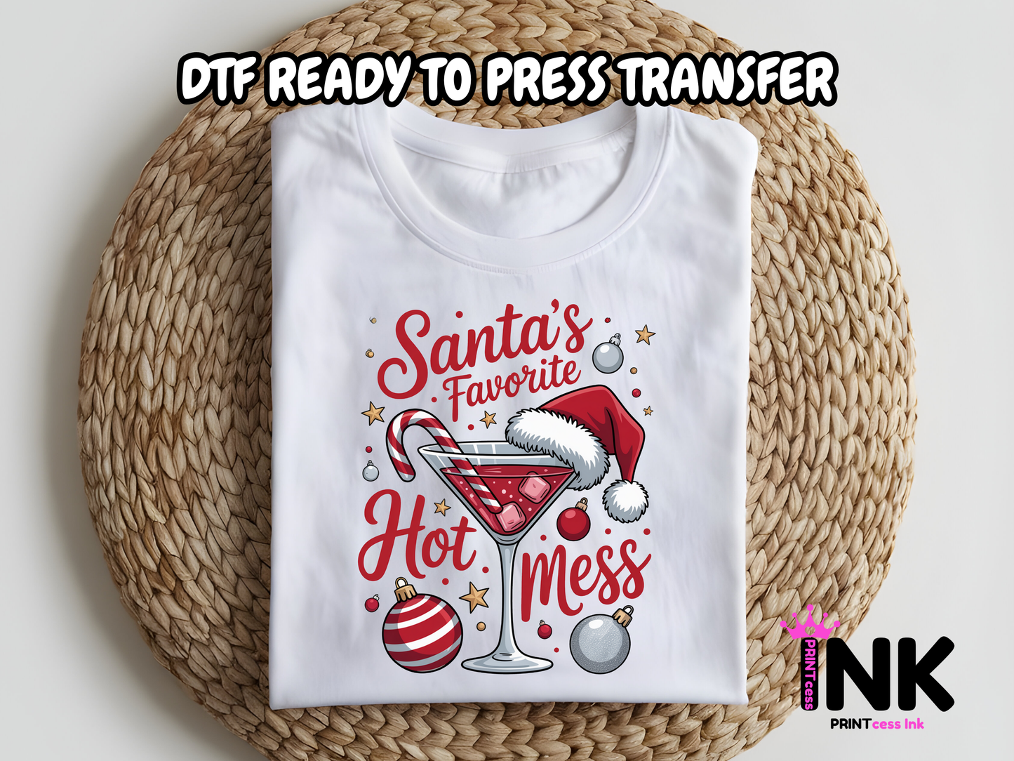 Santa's Favorite Mess DTF101120| DTF T-Shirt Transfer | Ready to Press | DIY Heat Transfer for Clothing, Hoodies, Sweatshirt