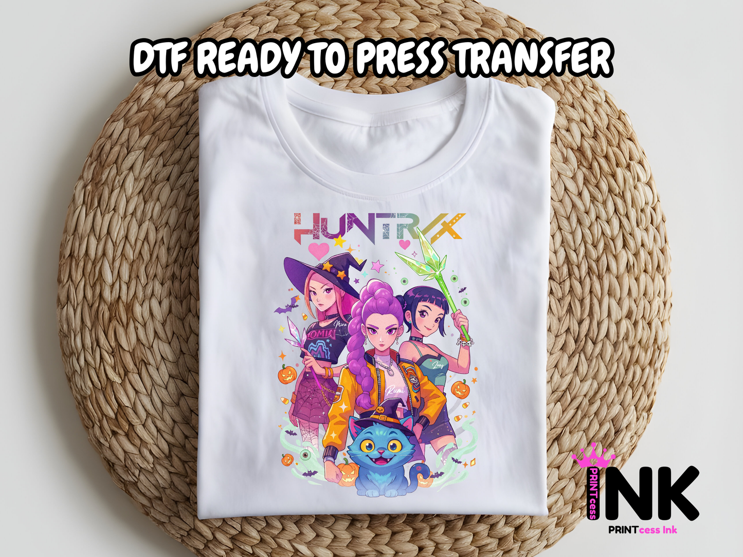 Huntrix Halloween DTF101041 | DTF T-Shirt Transfer | Ready to Press | DIY Heat Transfer for Clothing, Hoodies, Sweatshirt