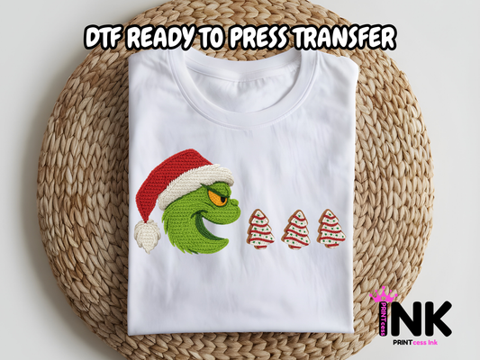 Grinch Pacman DTF101119| DTF T-Shirt Transfer | Ready to Press | DIY Heat Transfer for Clothing, Hoodies, Sweatshirt