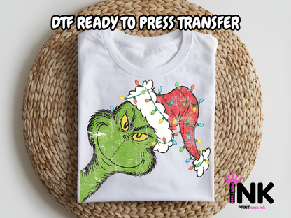 Grinch DTF101135| DTF T-Shirt Transfer | Ready to Press | DIY Heat Transfer for Clothing, Hoodies, Sweatshirt